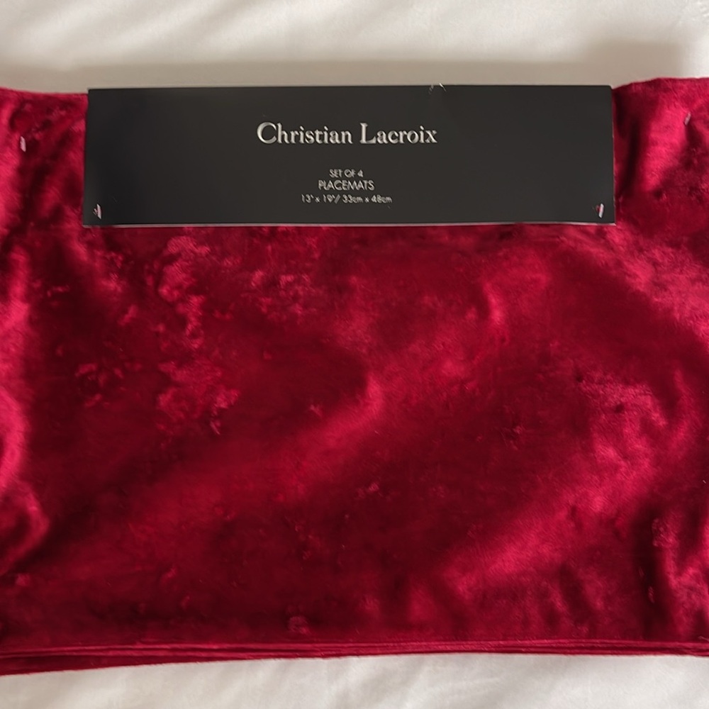 Christian Lacroix Red Velvet Table Placemats, Set of 4 - Picture 2 of 7